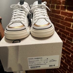 DOLCE& GABBANA CS1863 AO222 8B996 BIANCO/ORO US 9.5 WHT BLK GOLD